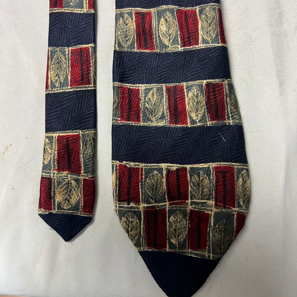 Classic Leaf Print Silk Necktie Classic Novelty Fall Business Wear Office Attire